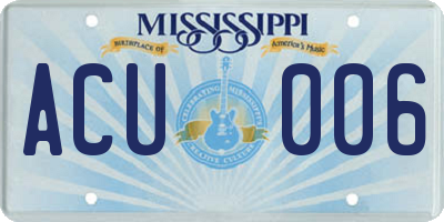 MS license plate ACU006
