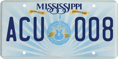 MS license plate ACU008