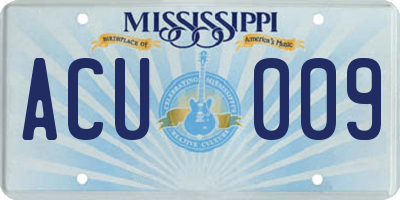 MS license plate ACU009