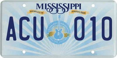 MS license plate ACU010