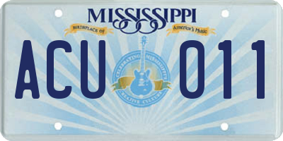 MS license plate ACU011