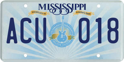 MS license plate ACU018