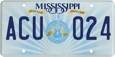 MS license plate ACU024