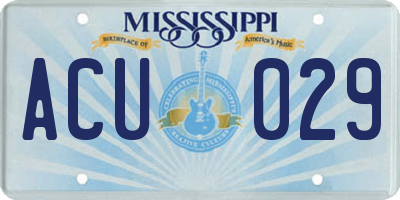 MS license plate ACU029