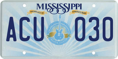 MS license plate ACU030