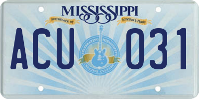 MS license plate ACU031