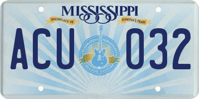 MS license plate ACU032