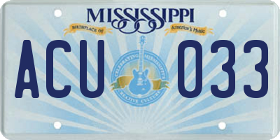 MS license plate ACU033