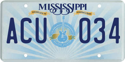 MS license plate ACU034
