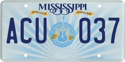 MS license plate ACU037
