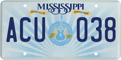 MS license plate ACU038