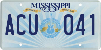 MS license plate ACU041
