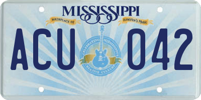 MS license plate ACU042