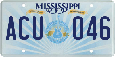 MS license plate ACU046