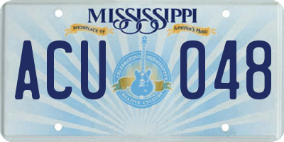 MS license plate ACU048