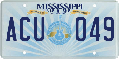 MS license plate ACU049