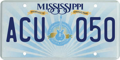 MS license plate ACU050