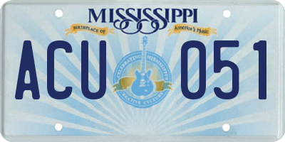 MS license plate ACU051
