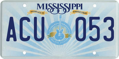 MS license plate ACU053