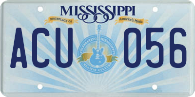 MS license plate ACU056