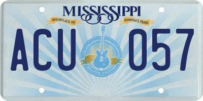 MS license plate ACU057