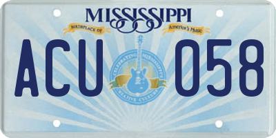 MS license plate ACU058