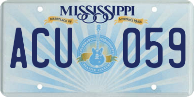 MS license plate ACU059