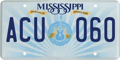 MS license plate ACU060