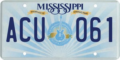 MS license plate ACU061