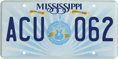MS license plate ACU062