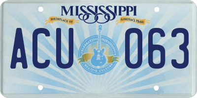MS license plate ACU063