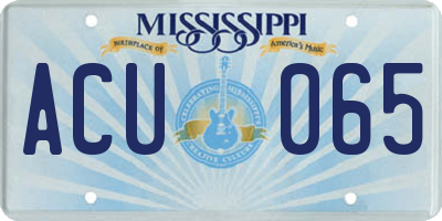 MS license plate ACU065