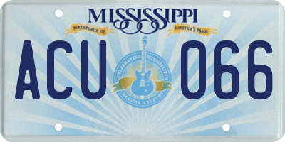 MS license plate ACU066