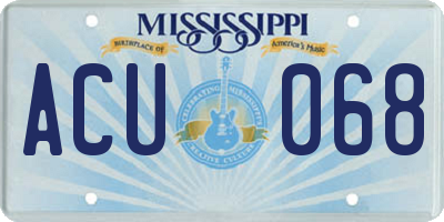 MS license plate ACU068