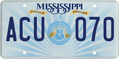 MS license plate ACU070