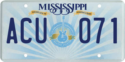 MS license plate ACU071