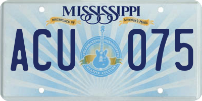 MS license plate ACU075