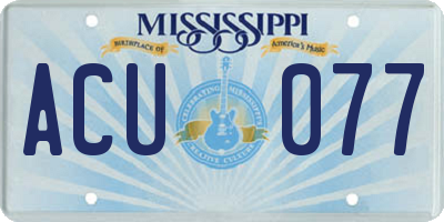MS license plate ACU077