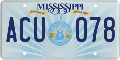 MS license plate ACU078