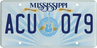 MS license plate ACU079