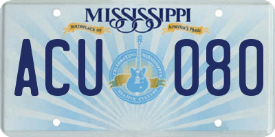 MS license plate ACU080