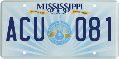 MS license plate ACU081