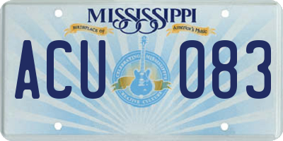 MS license plate ACU083