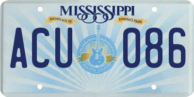MS license plate ACU086