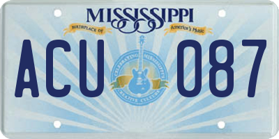 MS license plate ACU087