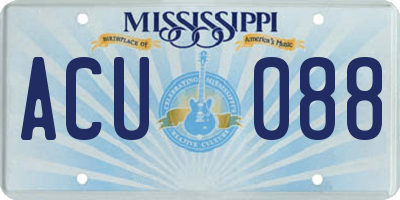MS license plate ACU088