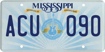 MS license plate ACU090