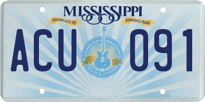 MS license plate ACU091