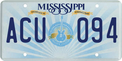 MS license plate ACU094