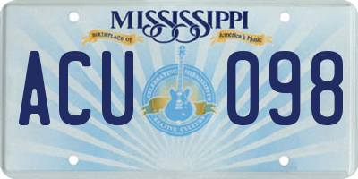 MS license plate ACU098